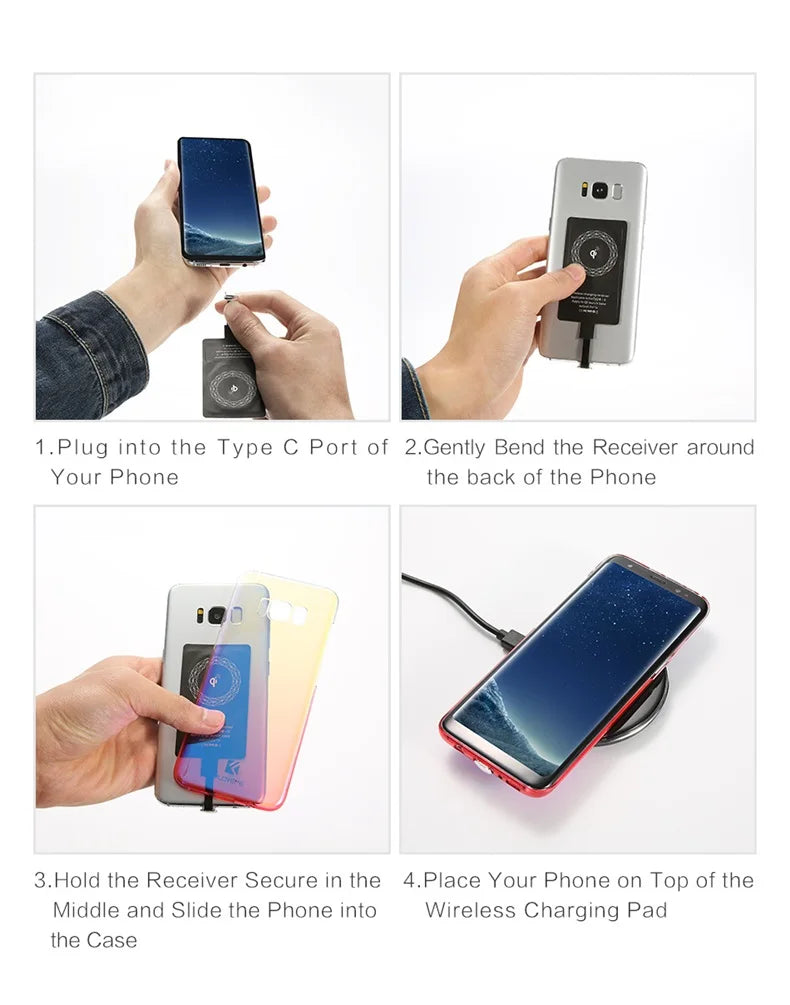 Universal Wireless Charging Receiver with Type-C Connector – Fast & Easy Charging - Onlytenbucks.com