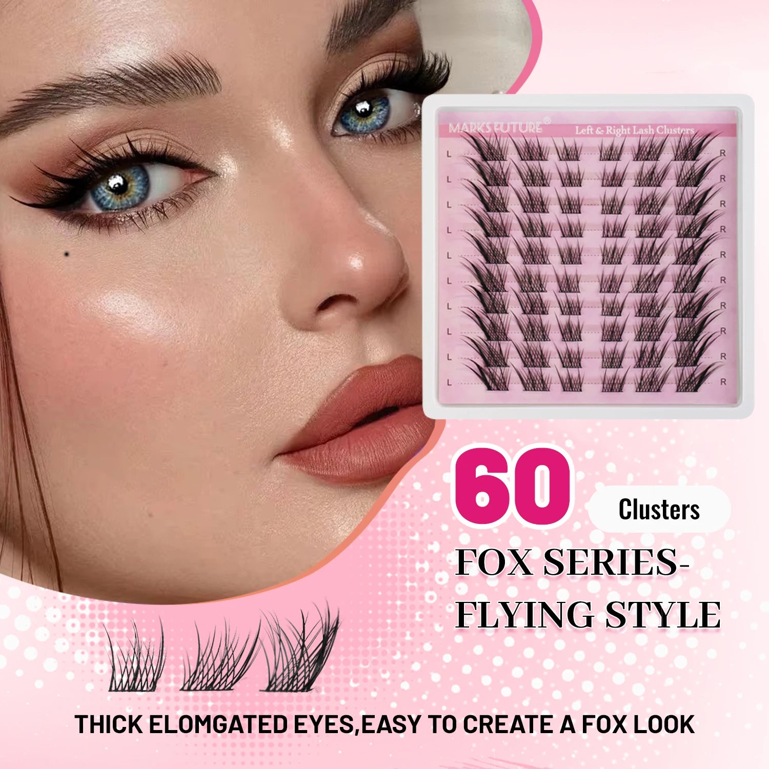 Natural Eyelash Clusters DIY 3D Cat Eye Lashes | C Curly Individual Lashes detail view