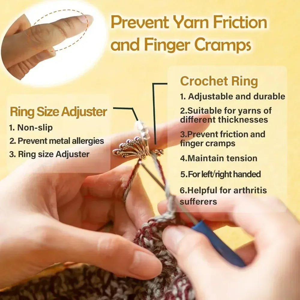 Adjustable Crochet Tension Cute Cat Ring, Beginner Knitting Crochet Hook Ring, Yarn G lifestyle view