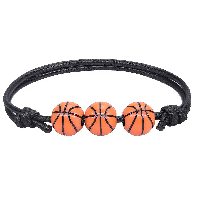 5/10pcs Football Baseball Basketball Beads Charm Adjustable Bracelets for Sports Them alternate view