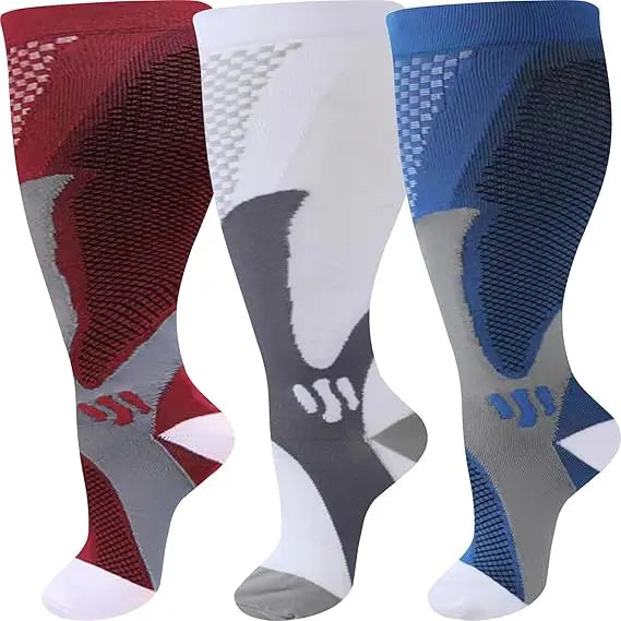 1/3Pairs 3XL-7XLPlus Size Wide Calf Compression Socks Women Men 15-20mmhg Large size Com detail view