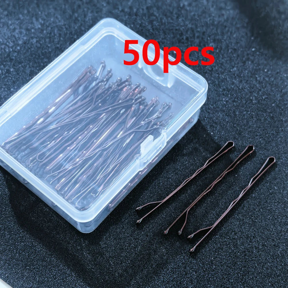 50pcs/Box Metal U Shaped Hair Clips Wedding Bridal Bobby Pins Alloy Waved Hairpins For W detail view