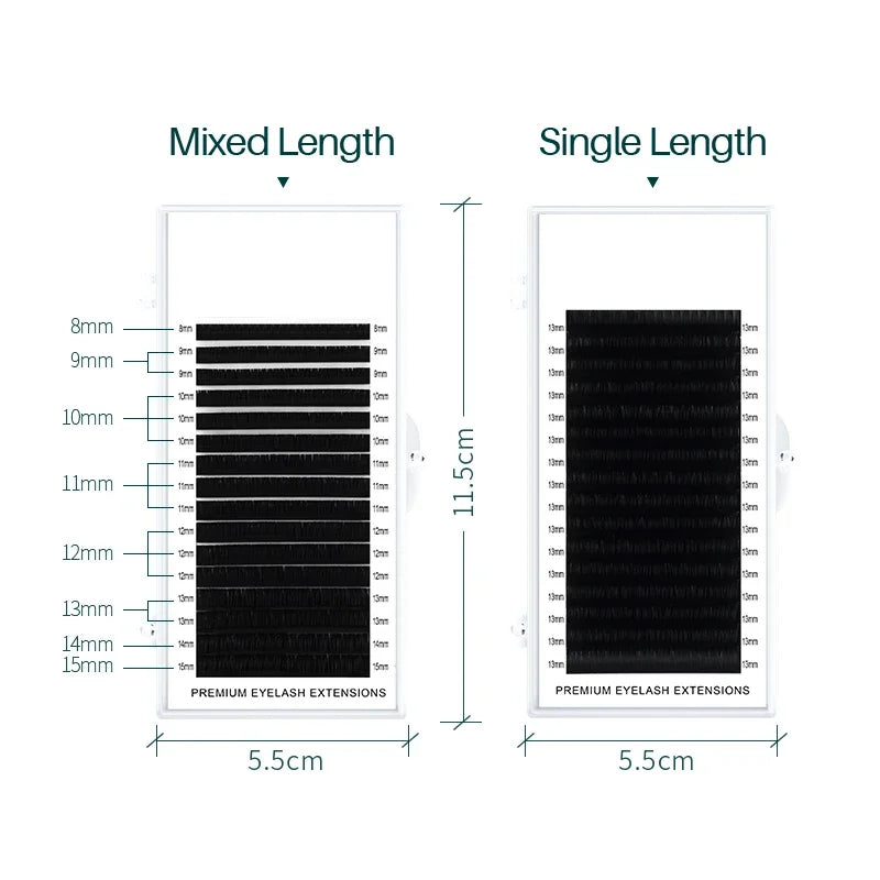 16 Row Faux Lash Synthetic Mink Individual Eyelash Extension | Professional Soft Natur close-up view