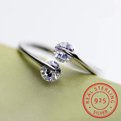 Real 925 Sterling Silver Rings Open Design 925 Sterling Silver Aaa Zirconia Adjustable Ring Party Je