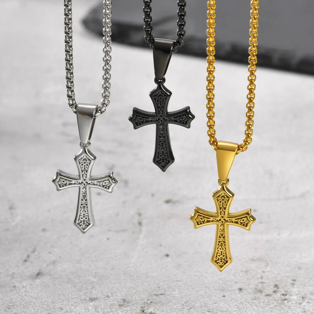 Hip Hop Cross Necklace for Men Women | Stainless Steel Chic Cross Pendant Christian J lifestyle view