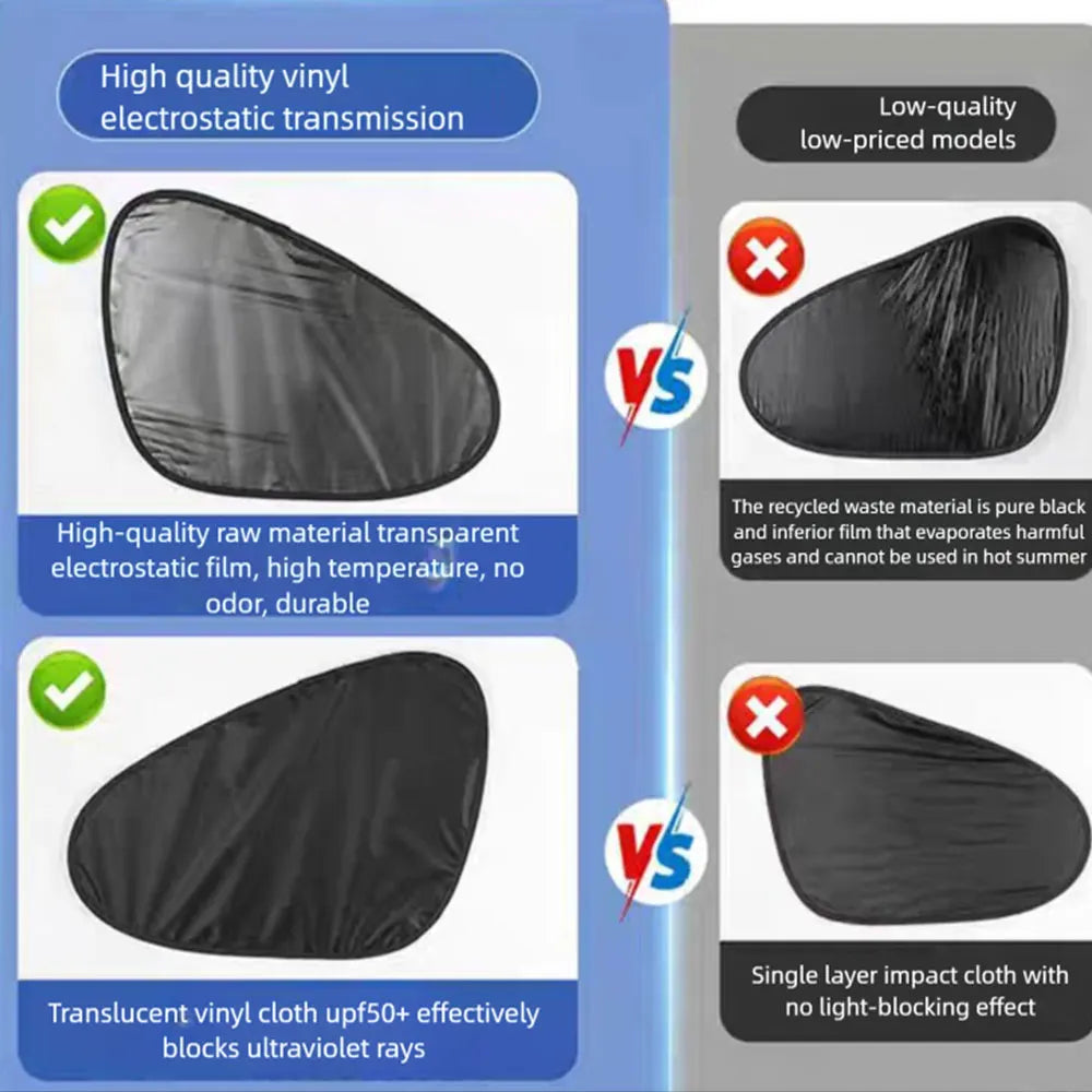 New Electrostatic Sun Visor for Car Side Window 4-Layer Sun Shade Curtains Anti-Glare UV-Blocker Auto Internal Blocker 99.9% UV
