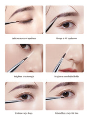 5-Piece Makeup Brush Set | Blade Eyeliner, Flat Eyebrow & Silkworm Brushes close-up view