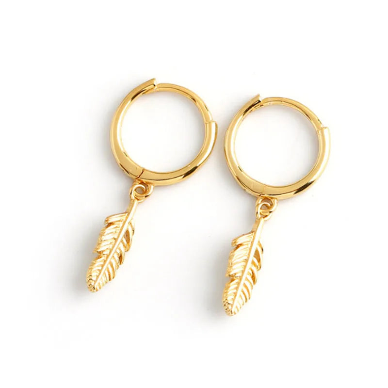 VENTFILLE 925 Sterling Silver Hot Sale Korean Feather Earrings Simple Temperament Exqu close-up view