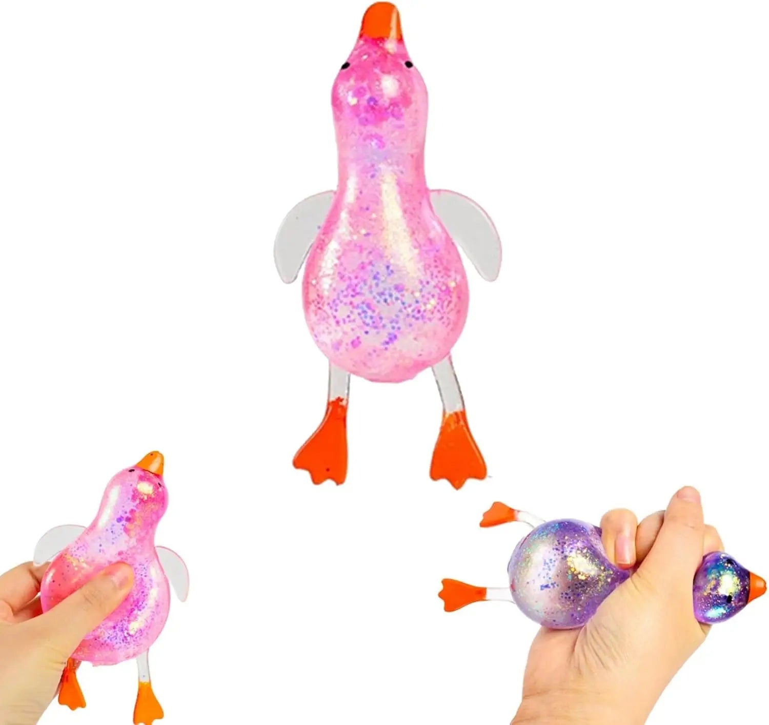 Cute Duck Squishy Sugar Stress Ball | Glitter Fidget Toy for Office Desk and Party additional angle