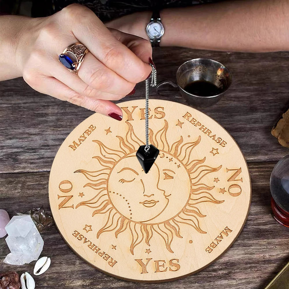 10cm Crystal Grid Wooden Display Board | Laser Engraved Spiritual Decor lifestyle view