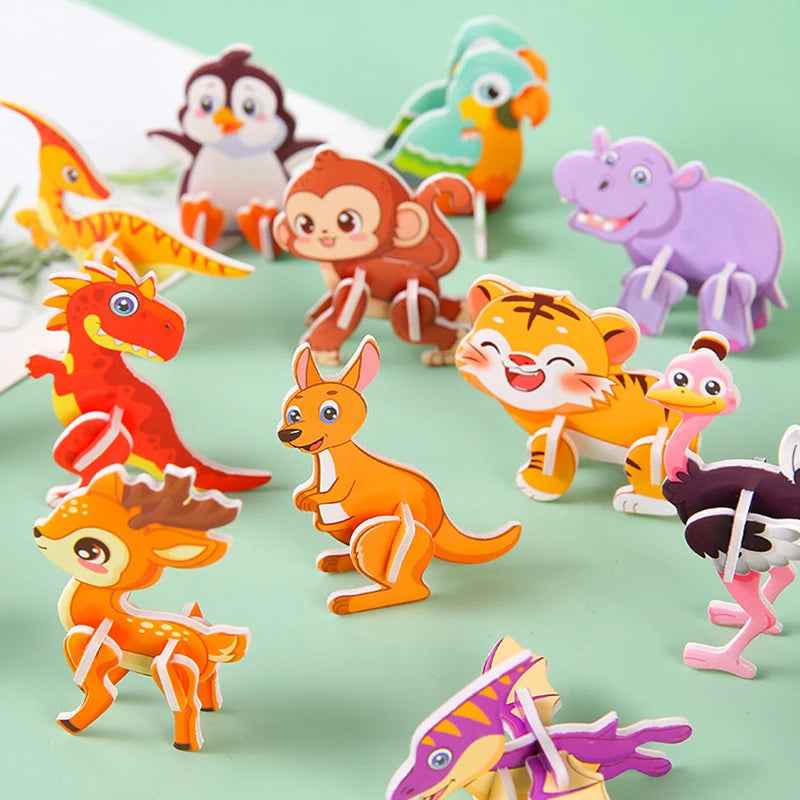 30Kinds Animal 3D Puzzle Kids Children Birthday Party Toy Paperboard Cartoon Dinosaur DI detail view