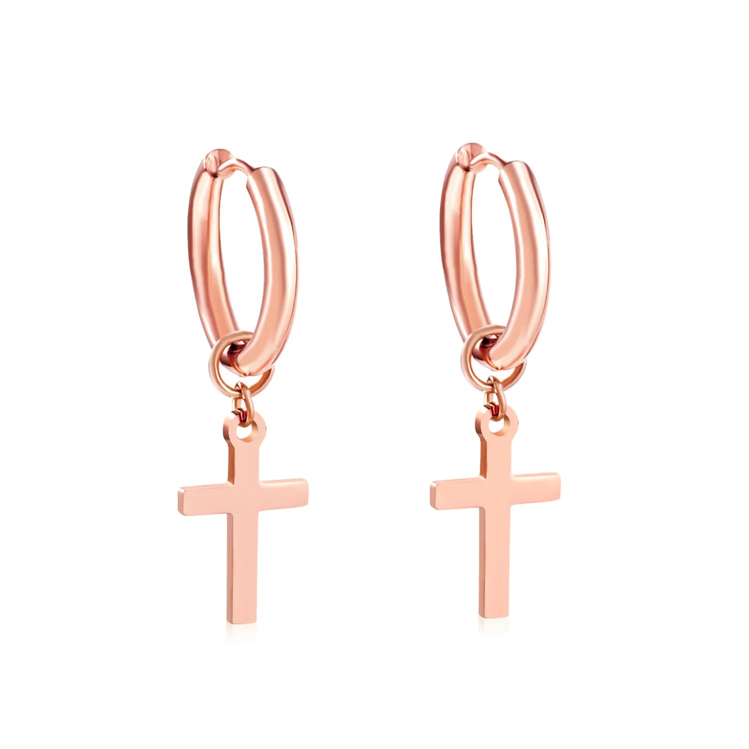 LUXUSTEEL Trendy Cross Women's Stainless Steel Hoop Earrings Colorful Metal Stud Drop Earrings Fashionable Jewelry Gift