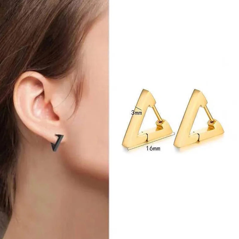 1 Pair Stainless Steel Geometric Triangle Unisex Punk Rock Earrings Women Men Pierc additional angle