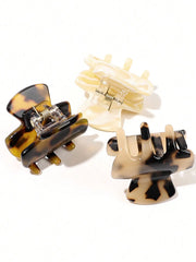3Pcs Acetate Tortoiseshell Toned Leopard Hair Barrettes Mini Hair Pins for Women Bangs Hair Claw Clips Fashion Hair Accessories