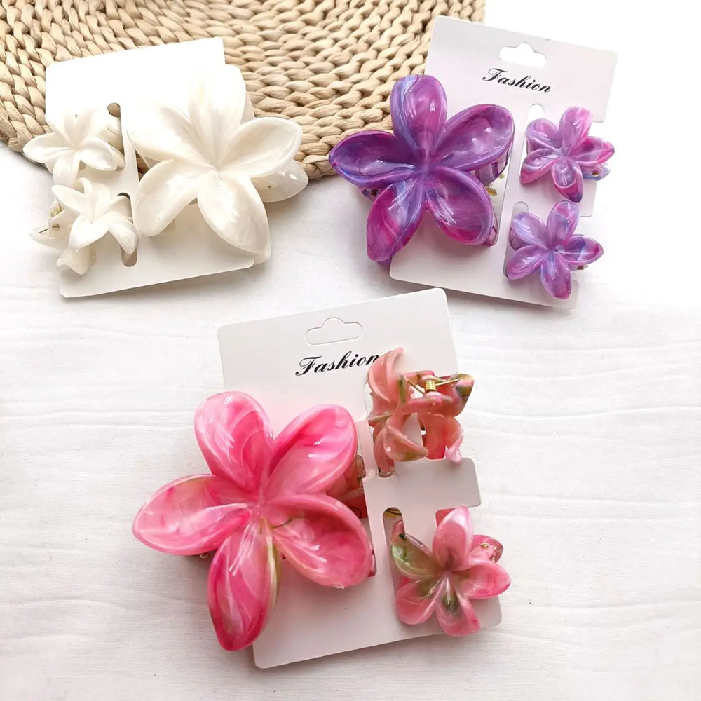 3/6/9/12PCS Hawaiian Gradient Flower Hair Claw Clip For Women Girl Fashion Plastic Non S detail view