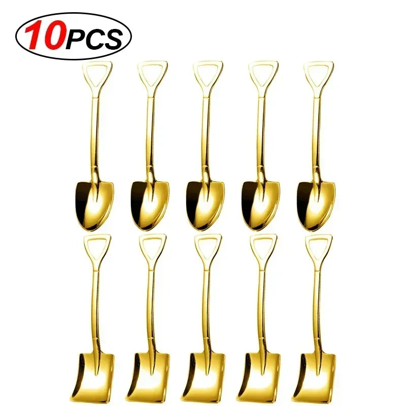 Stainless Steel Dessert Spoon Set | Shaped Spade Scoop for Ice Cream and Fruit alternate view