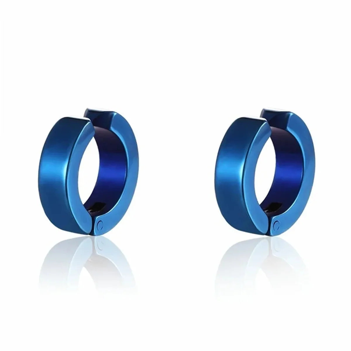 Stainless Steel Cuff Earrings for Men | Non Piercing Clip On Hoop Set close-up view