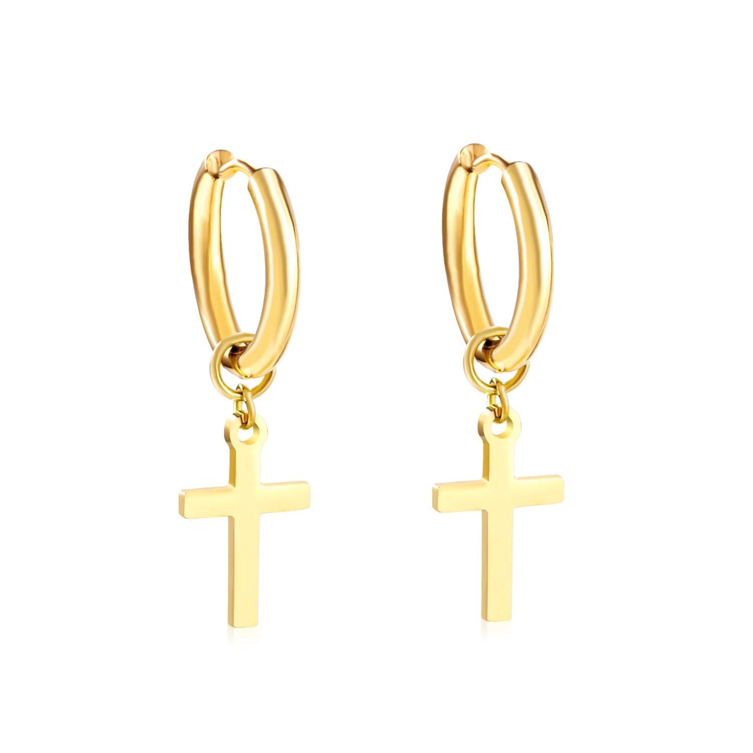 LUXUSTEEL Trendy Cross Women's Stainless Steel Hoop Earrings Colorful Metal Stud Drop Earrings Fashionable Jewelry Gift