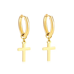 LUXUSTEEL Trendy Cross Women's Stainless Steel Hoop Earrings Colorful Metal Stud Drop Earrings Fashionable Jewelry Gift