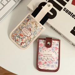 Creative 5 Card Pocket PU Leather Mini Wallet with RFID Blocking and Floral Print | Slim detail view