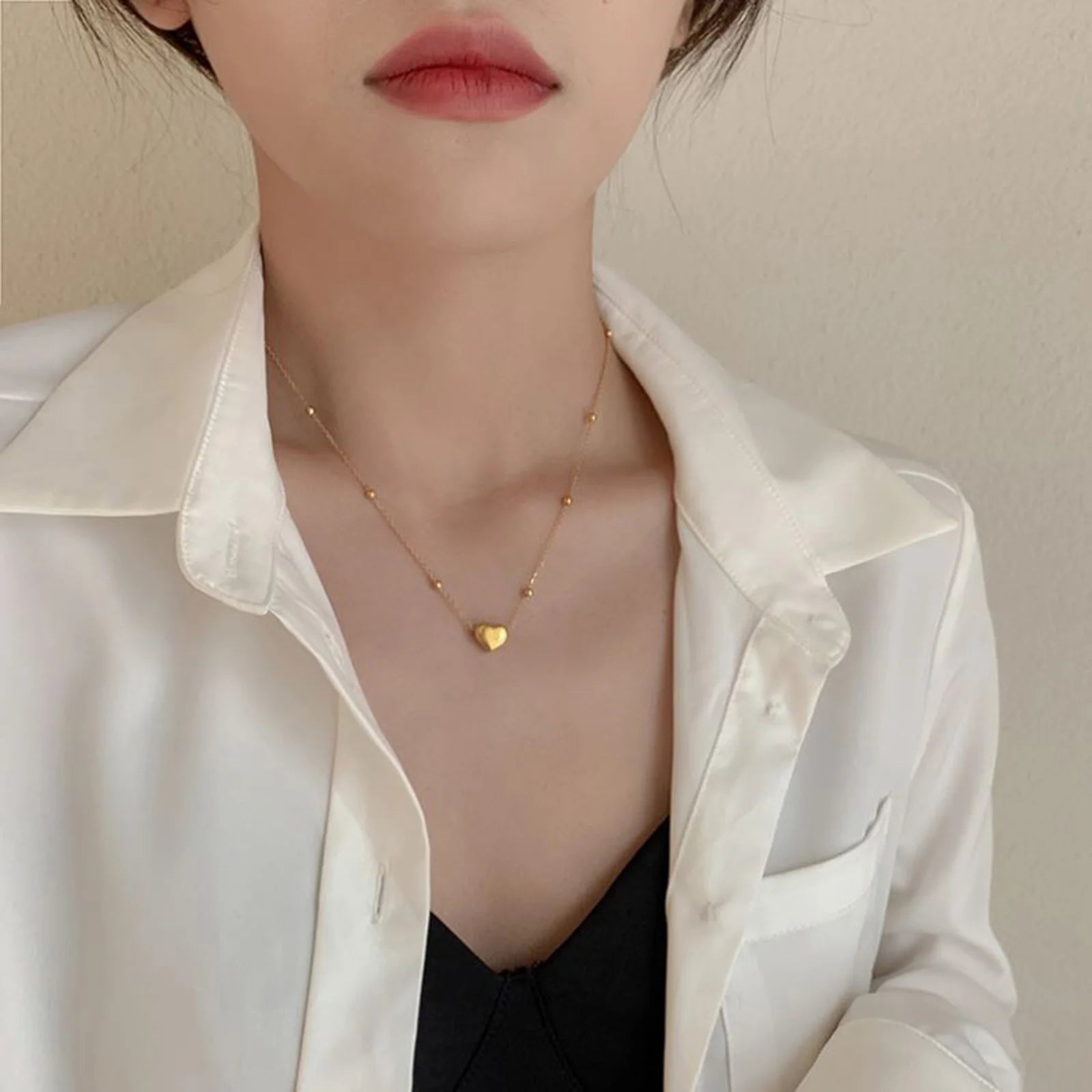 Layered Heart Pendant Necklace | Stainless Steel Minimalist Jewelry for Women alternate view