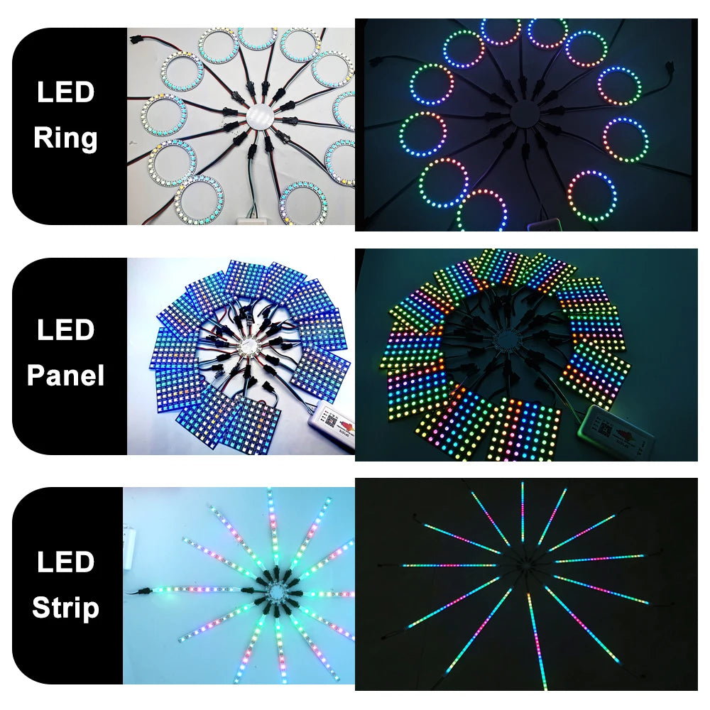 WS2812B LED Firework Light Module Panel 10/11/12/13 Channel | Individually Addressable close-up view
