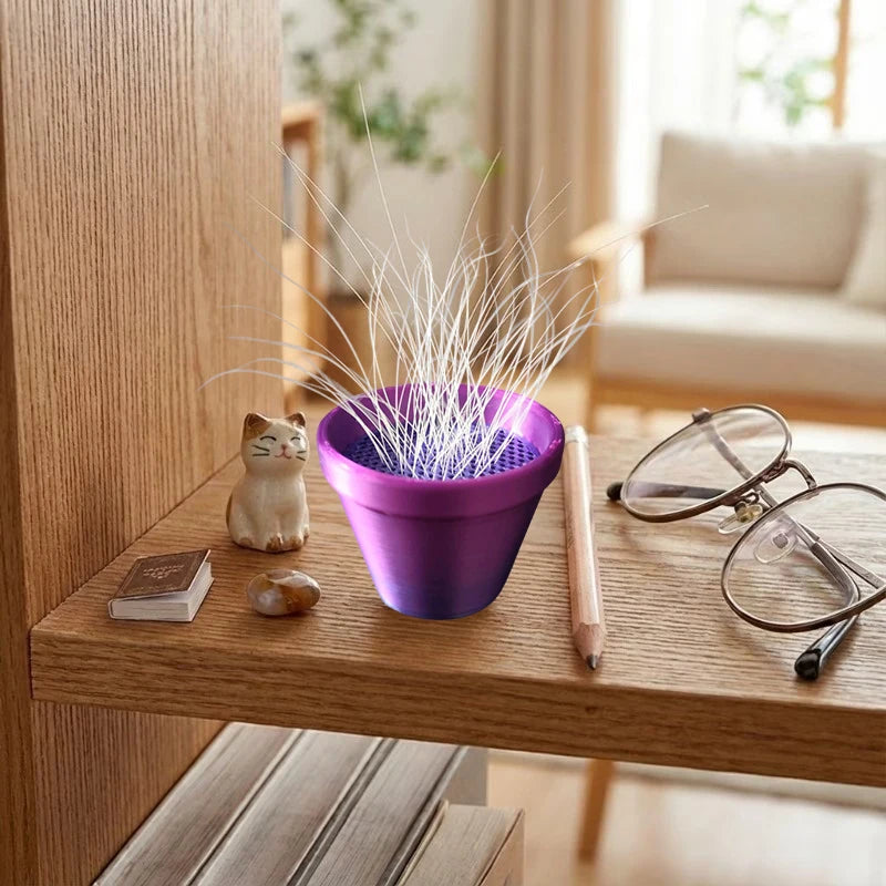 Mini Flower Pot Design Pet Whisker & Fur Collector Desktop Ornament Collectible Keeps alternate view