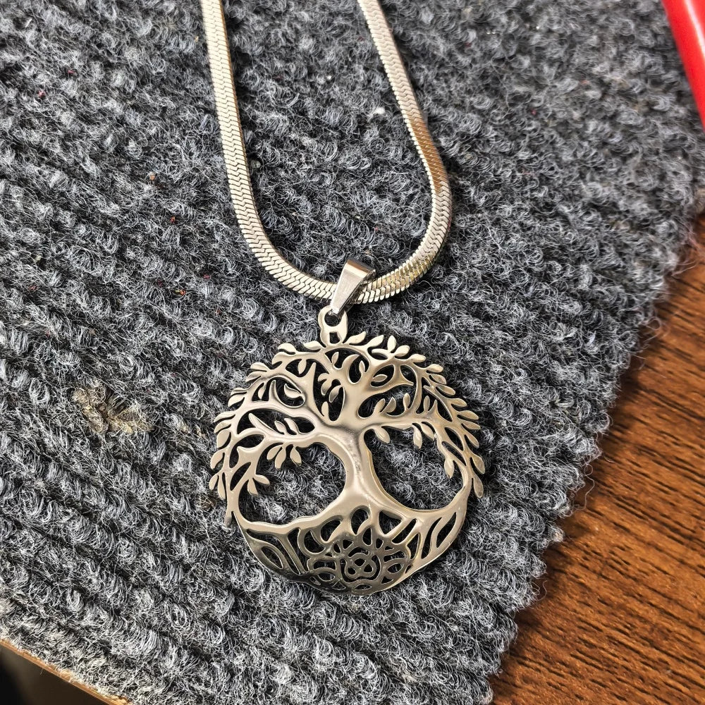Tree of Life Pendant Necklace | Stainless Steel Family Tree Jewelry for Men and Wom additional angle