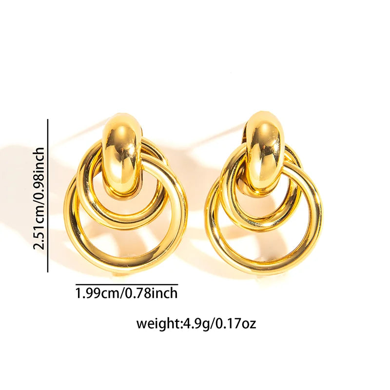 316L Stainless Steel Hoop Earrings for Men Women | Geometric Drop Earrings close-up view