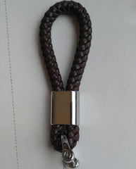 Detachable Leather Car Keychain | 360 Degree Rotating Metal Key Ring for Honda Audi BM close-up view