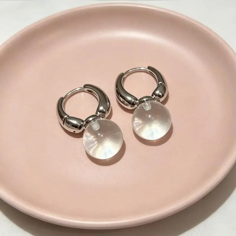 2026 Transparent Round Ball Pendant Earring Hooks Korean Fashion Jewelry For Girls additional angle