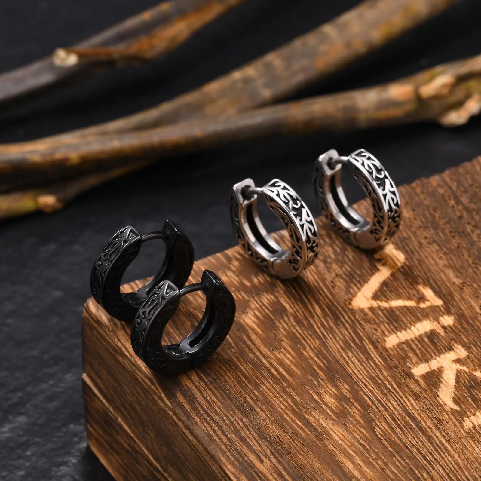 Stainless Steel Small Hoop Earrings for Men | Hypoallergenic Huggies close-up view