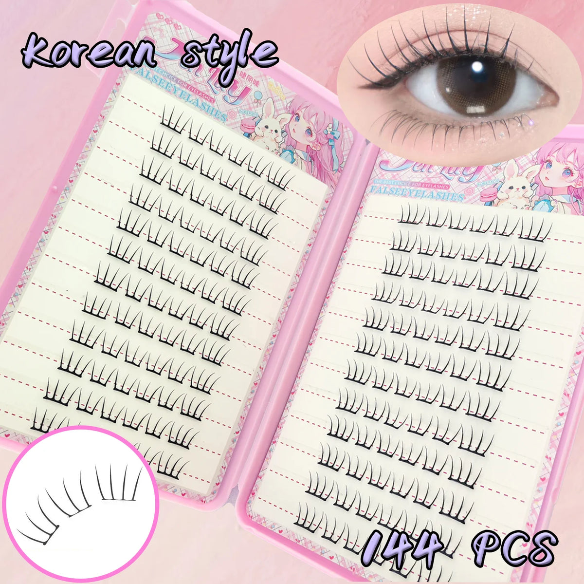 Self Adhesive False Eyelashes No Glue Needed | K-pop 2.0 Style Natural Long Cluster additional angle