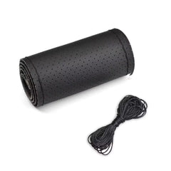 Leather Steering Wheel Cover with Needle Braid for 14-16 Inch Wheels