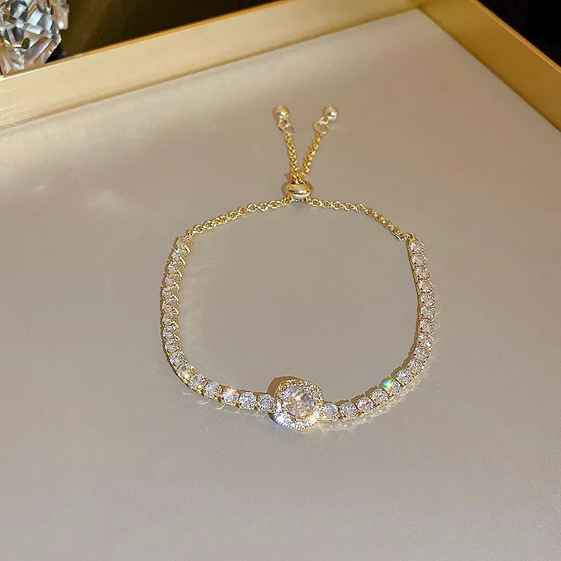Wave Geometry Adjustable Bracelet Bangle Luxury Fashion Rhinestone Crystal Bracelet additional angle