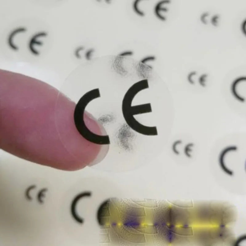 1cm Round CE Sticker | White, Silver, Holographic, Clear Base Circle Label 500pcs lifestyle view
