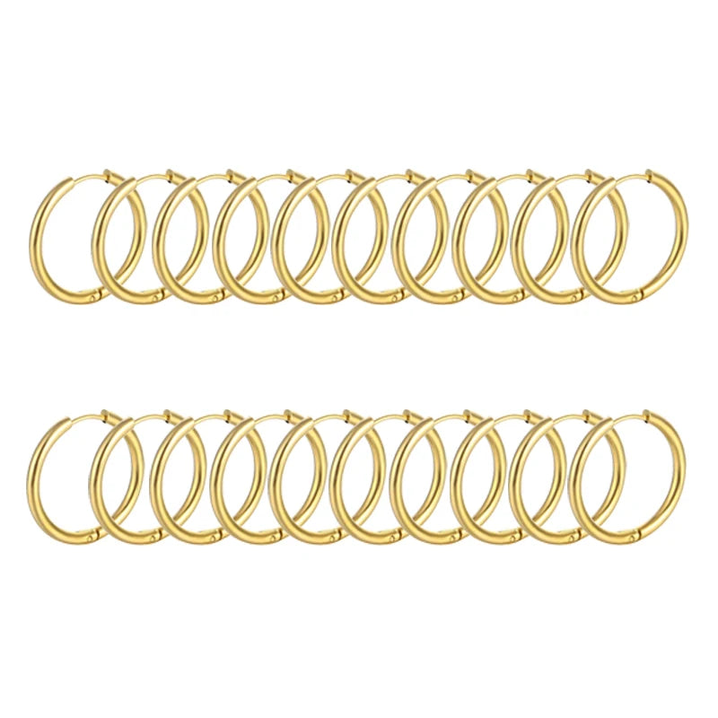 10/20Pcs Minimalist 316L Stainless Steel Small Hoop Earrings For Women Man Classic Ro alternate view
