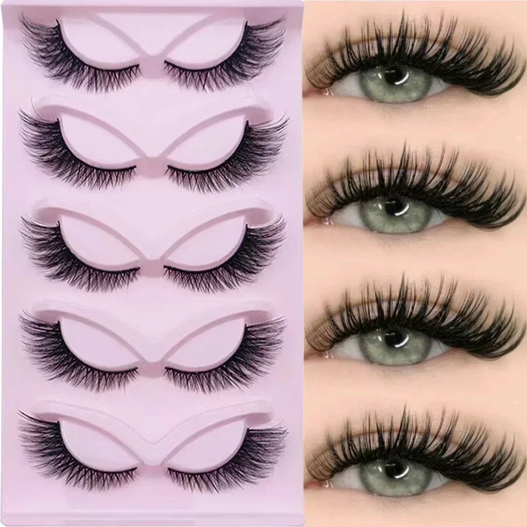 5 Pairs Cat Eye Lashes Long Lashes Cat Eye Look Wispy Lashes Eye End Elongated Strip Thick False Eye
