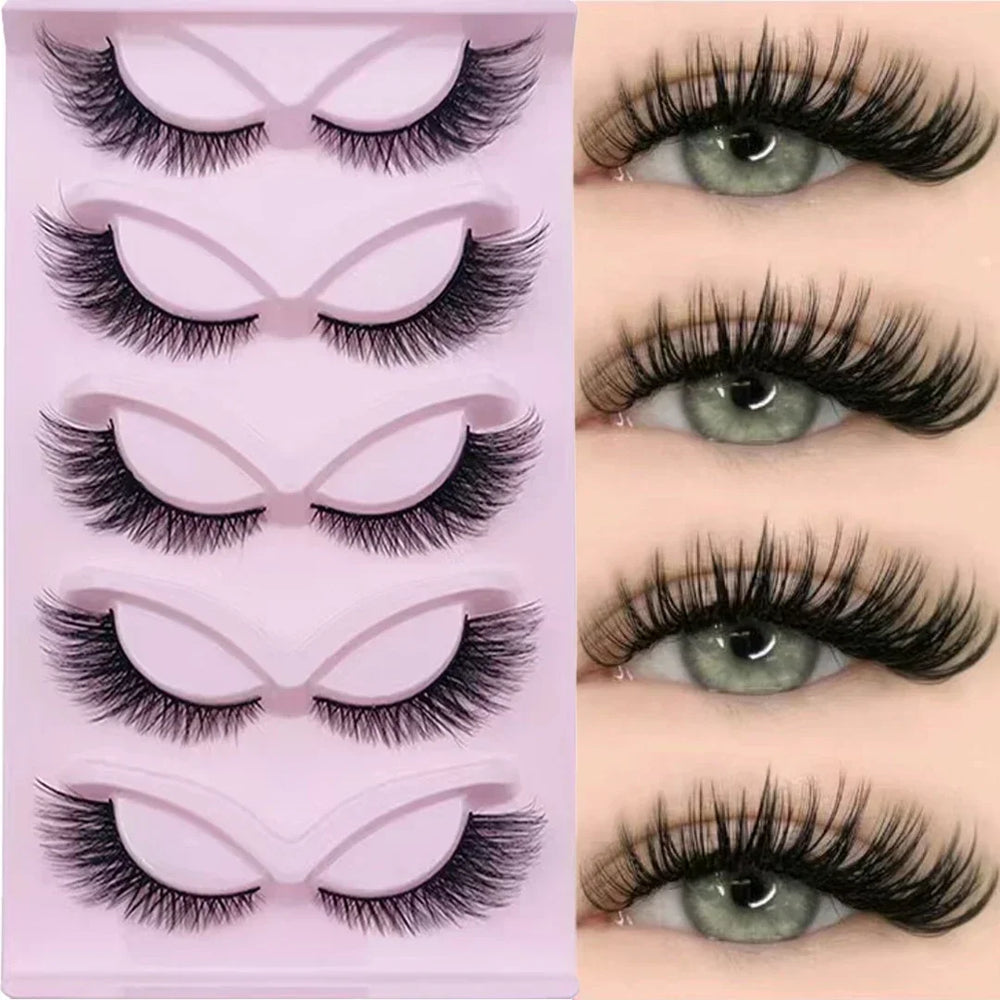 5 Pairs Cat Eye Lashes Long Lashes Cat Eye Look Wispy Lashes Eye End Elongated Strip Thick False Eye