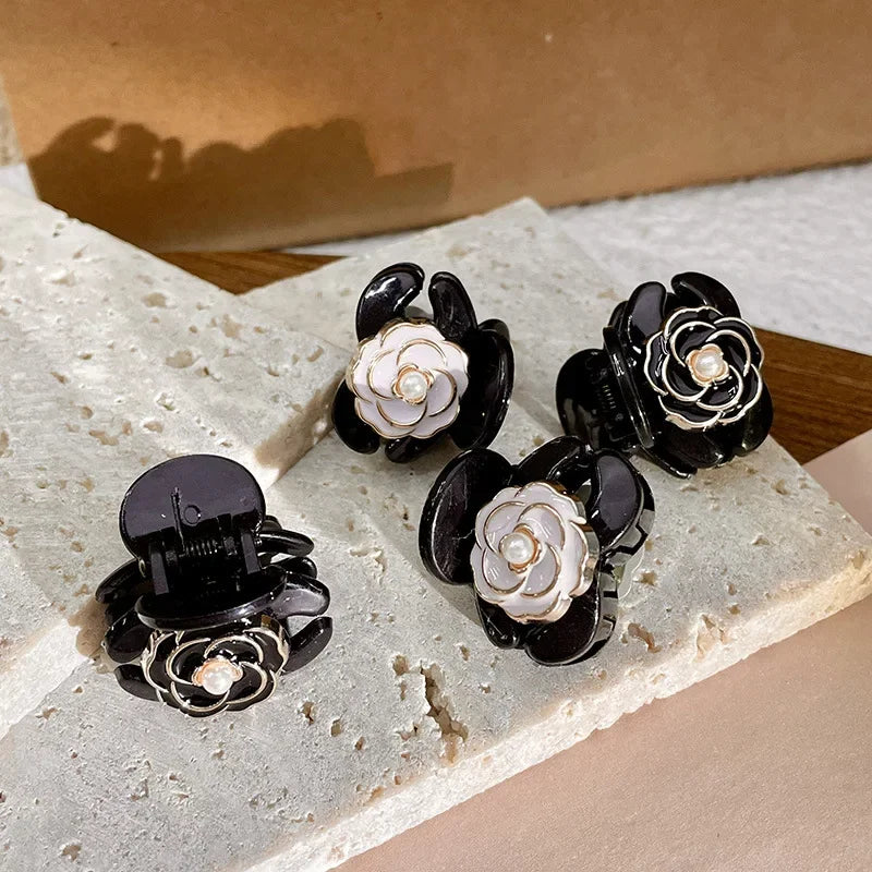 Elegant Temperament Camellia Hair Clip Princess Side Clip Mini  Hair Claws Women Girls Fashion Bangs Clips Hairpins Black Flower