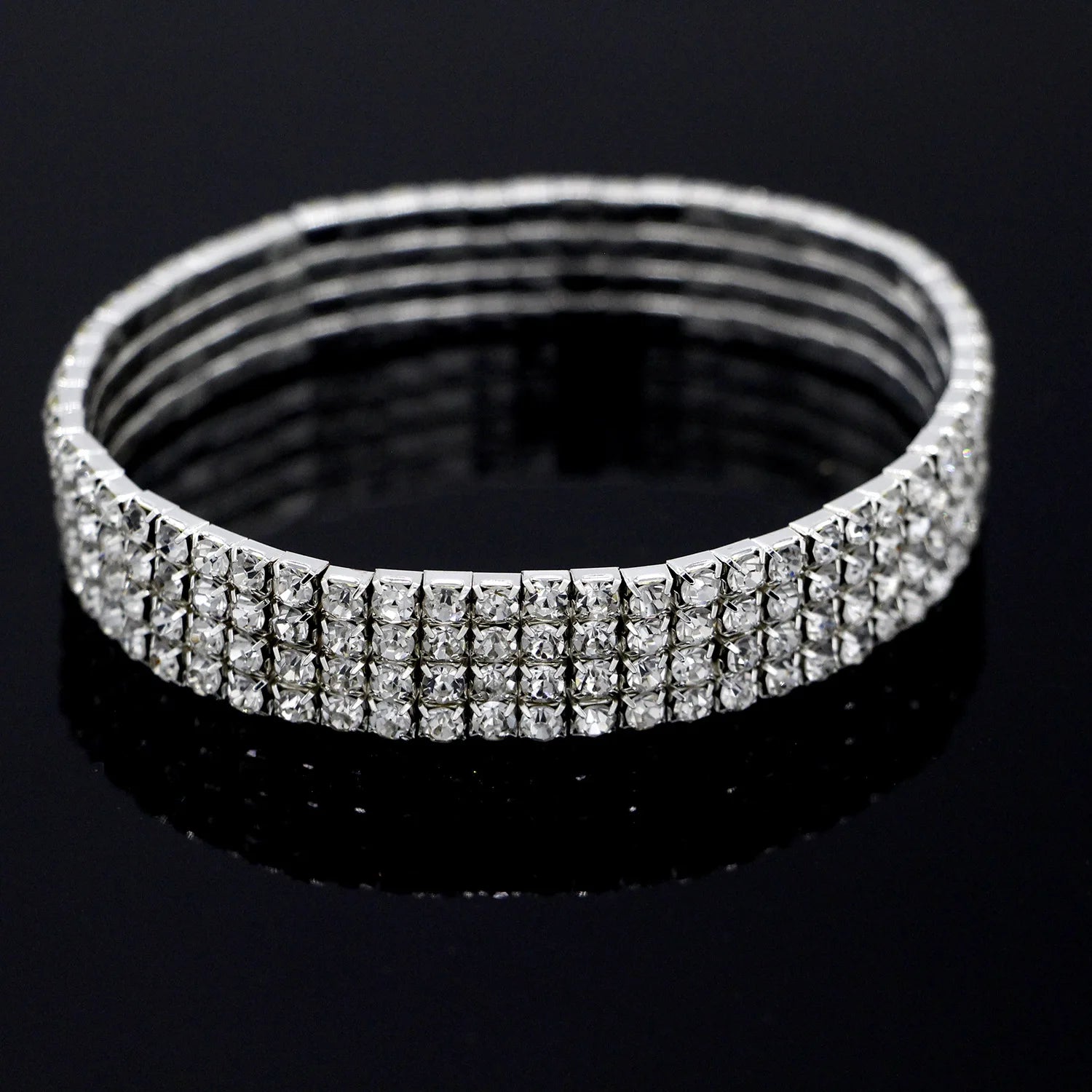 Fashion Rhinestone Tennis Anklet For Women Multi-layer Crystal Elastic Chain On Leg additional angle