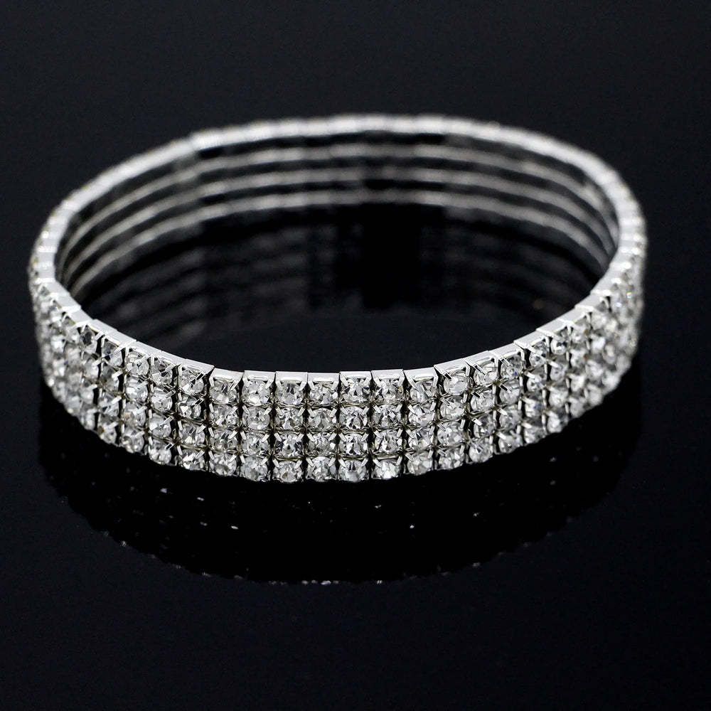 Fashion Rhinestone Tennis Anklet For Women Multi-layer Crystal Elastic Chain On Leg additional angle
