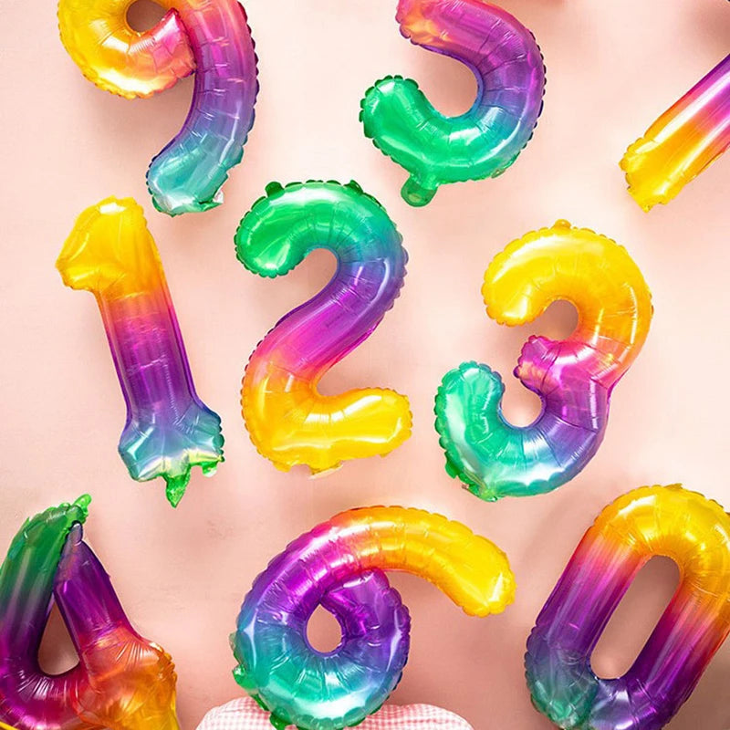 Rainbow Jelly Number Balloon 16 Inch | Birthday Party Decoration lifestyle view