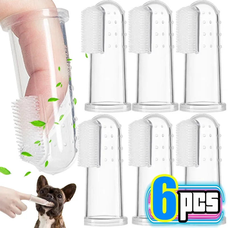 Silicone Soft Pet Finger Cuff Toothbrushes Dog Brush Bad Breath Tartar Teeth Care Tool Cat Cleaning