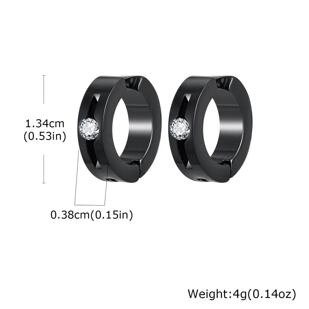 Vnox Stainless Steel Zircon Ear Clip Black 3.8*13.4mm, Anti Allergy Non Piercing Earr alternate view
