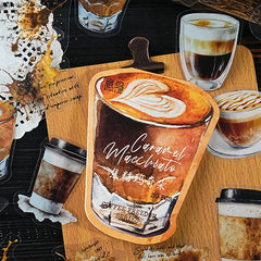 Mr Paper 90 Pieces Coffee Freedom Series PET Waterproof Sticker Pack | Creative Scrapb close-up view