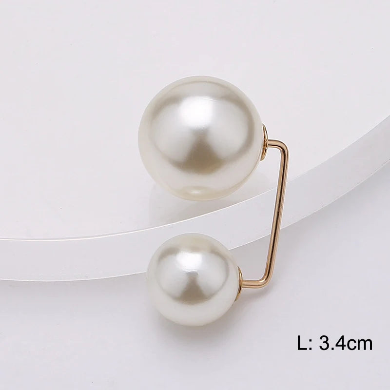 Pearl Brooch Pin For Women Scarf Double Pearl Fixed Safety Pin Accessories Clothes Buckle Clips Multifunction Brooch Clips Lapel