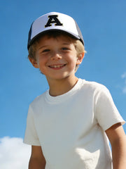 1pc Gray Hat With 26-Letter Pattern | Kids Baseball Cap for Boys and Girls close-up view