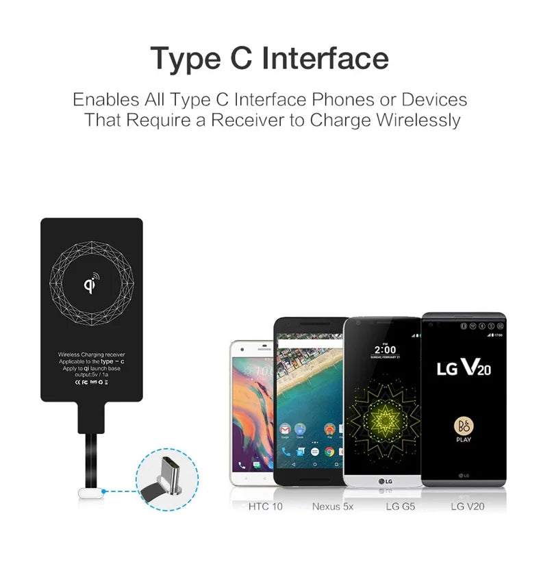 Universal Wireless Charging Receiver with Type-C Connector – Fast & Easy Charging - Onlytenbucks.com