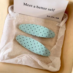 2PCS Cute Polka Dot Fabric Hair Clips, Sweet Non Slip Snap Hair Pins, Elegant Hair Accessory For Women Girls Daily Casual Summer